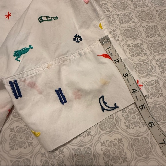 Madewell Summer Friday Embroidered Courier Button-Back Shirt Size L - Picture 13 of 13
